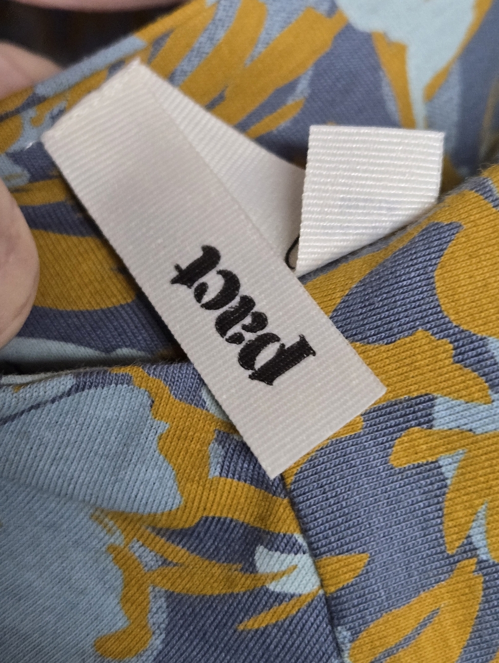 Pact Scarlett Open-Back Midi Dress Mustard Yellow & Blue Floral Pattern Sz M - Picture 5 of 9